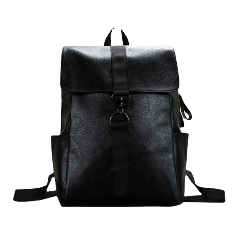 Unisex Faux Leather Retro Large Capacity Outdoor 15.6 Inch Laptoop Bag School Bag Backpack