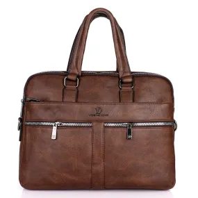 Videng King 2.0 Men's Authentic Leather Laptop Bag- Brown