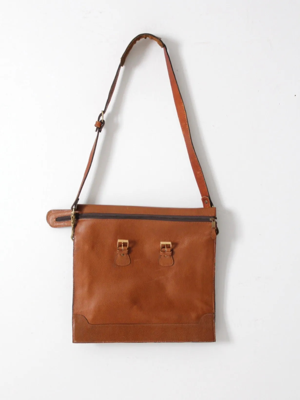 vintage 70s leather messenger bag