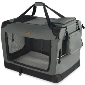 VOUNOT Pet Carrier Bag Portable Foldable Dog Cat Travel Carrier Bag, 3 Entry Doors, Breathable Mesh and Padded Handles, XL Grey