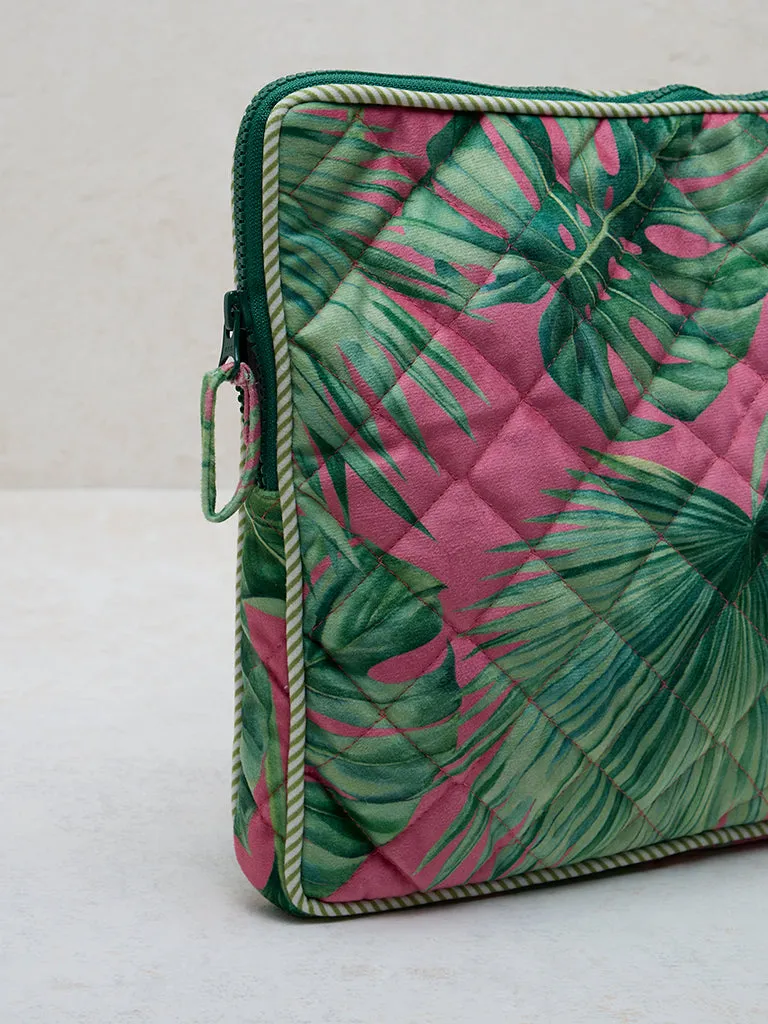 Westside Home Pink Tropical Printed Laptop Bag