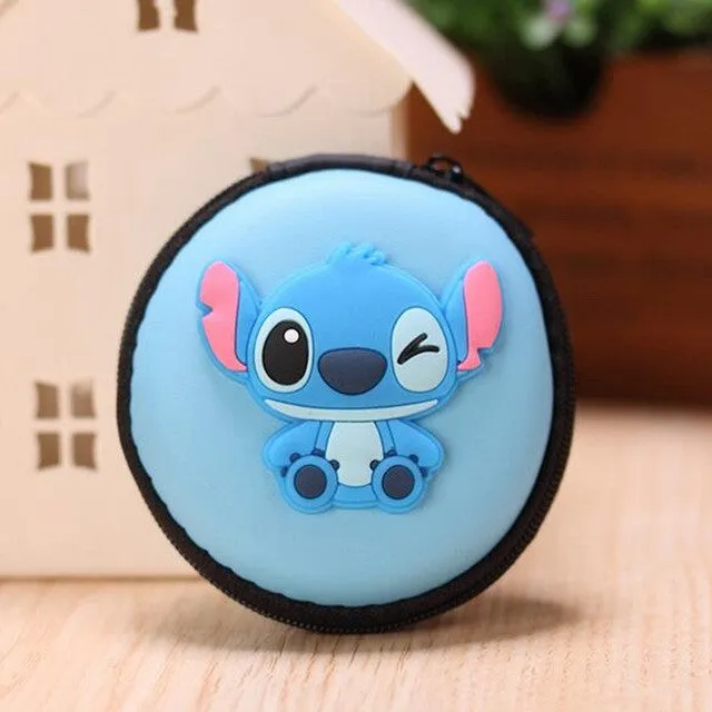 Women Kawaii Animals Cartoon Stitch Hello Kitty Silicone Coin Purse Key kids Girls Wallet Earphone Organizer Box Bags