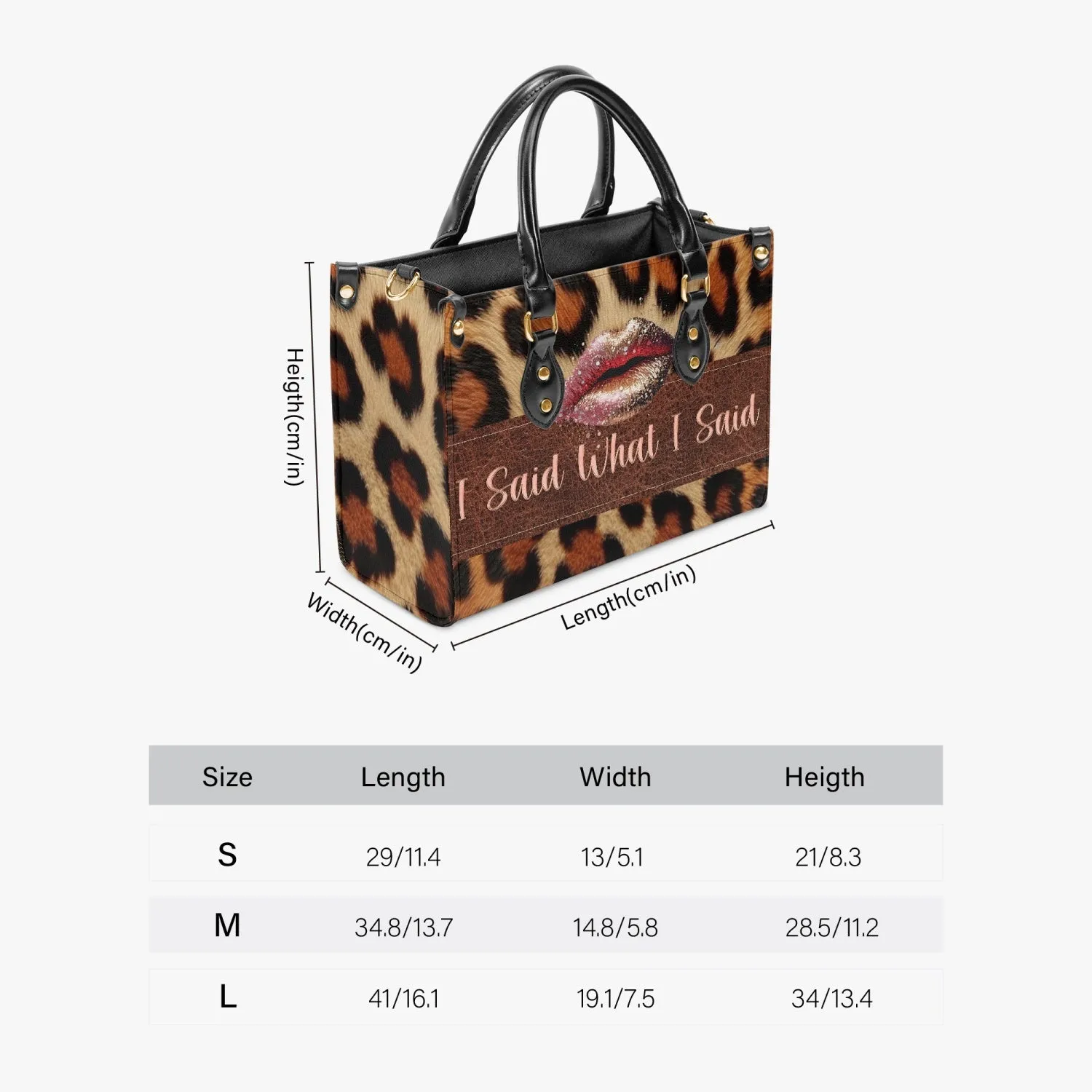 Women's Tote Bag, Leopard Print, Lip, I Said What I Said